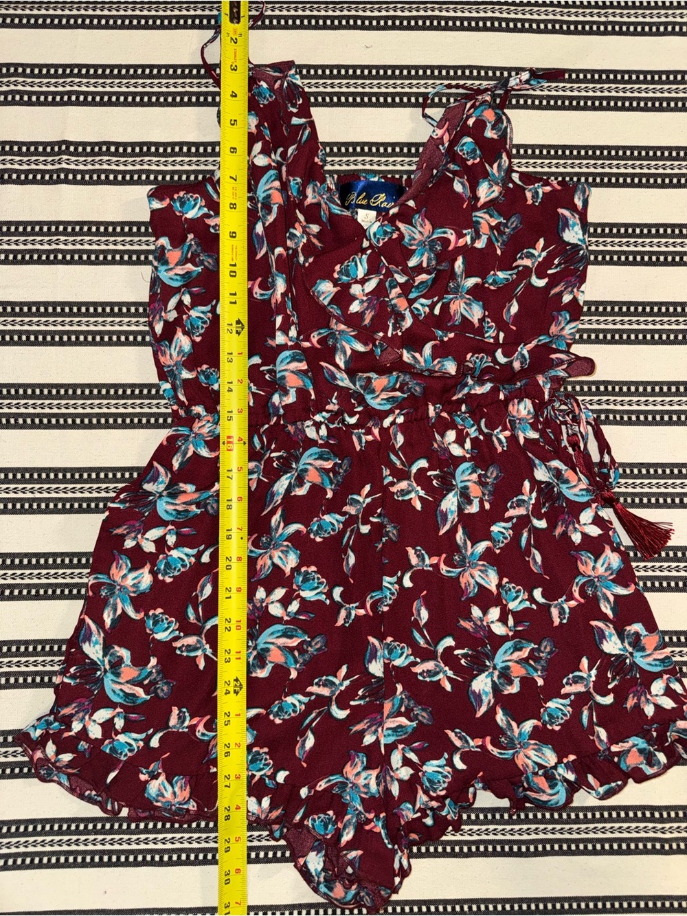 Blue Rain Women’s Burgundy Floral Spaghetti-Strap Romper, Small, BWT - Picture 11 of 15